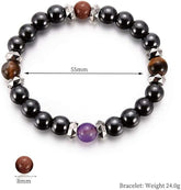 Magnetische Armband – Unisex Hematiet & Agaat Therapie – Stretch Bangle voor Gewicht, Anti-Fatigue & Energie